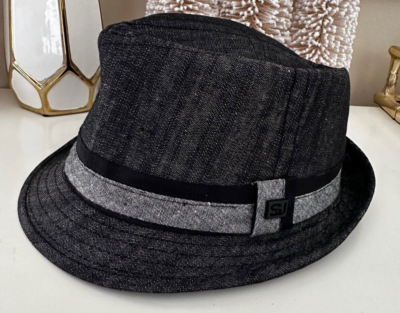 Sean John Fedora Hat SZ Large XL L Black/Gray Band Paper