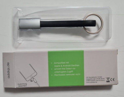2St ADDIQS ADD-40337 LOOP 2 in1 Apple & Android USB Ladekabel schützt Ihre Daten
