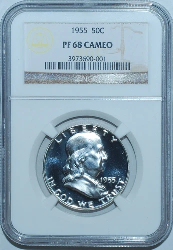 1955 NGC PR68CAM Cameo Proof Strike Franklin Half Dollar