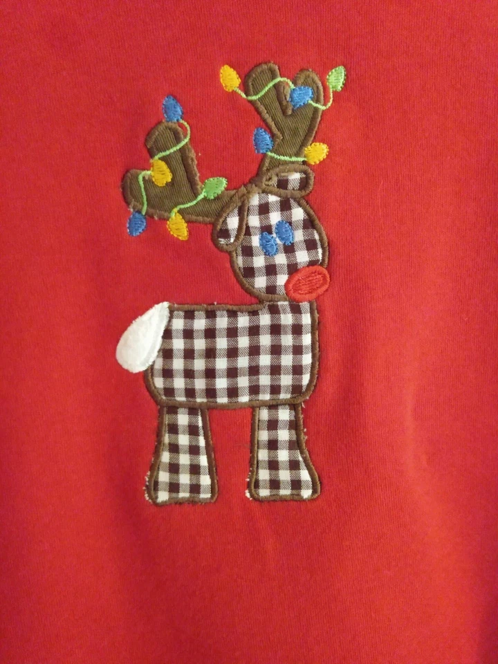 Camisa de Navidad Roja Manga Larga Cuello Tortuga Bordada Rudolph Niño Talla 6 Foto 2 de 3