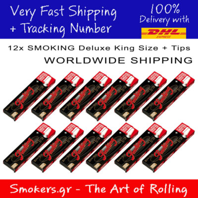 first quality tobacco deluxe filter 12x Smoking Deluxe King Size Slim Rolling Paper + Filter Tips - HALF BOX -