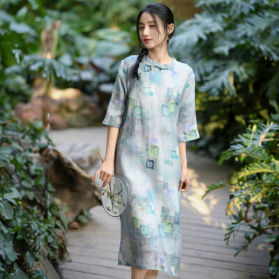 Retro Lionen Cotton China vintage Chinese Short Womens Dress Cheongsam  Qipao | eBay