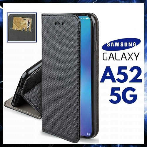 CUSTODIA A PORTAFOGLIO LIBRO per SAMSUNG GALAXY A52 5G COVER FLIP MAGNETICA NERA - Foto 1 di 6