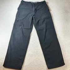 Dockers Khakis Mens Sz 32x32 Flat Front Straight Leg Black Zip Cell Pocket