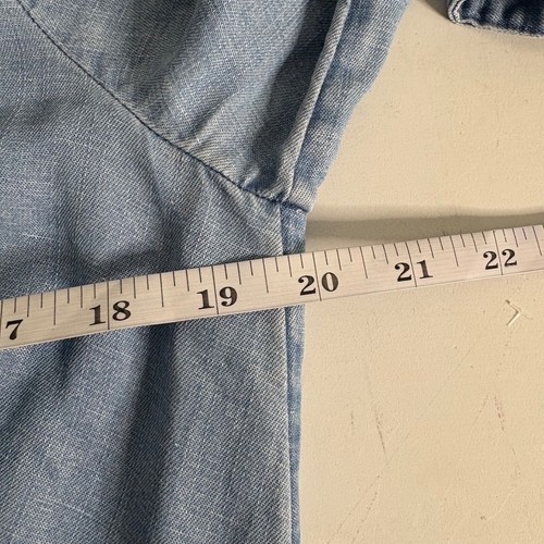 LOFT Dress Women Size 8 Petite Blue Soft Linen Denim Short Long Sleeve - Picture 10 of 11