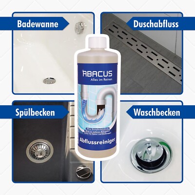 ABACUS® Abflussreiniger & Rohrreiniger, Rohrfrei, Abflussfrei – Entfernt Haare Und Ablagerungen In Rohren Und Abflüssen – Abflussreiniger 3x 1000 Ml (7596 - Foto 7