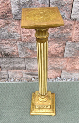 Vintage 40s Florentine Neoclassical Gold Art Statue Riser Pedestal Plant Stand
