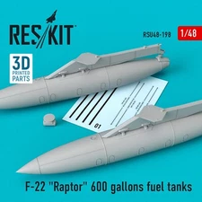 F-22 Raptor 600 Gallon Fuel Tanks 1/48 ResKit RSU48-0198