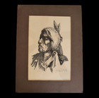Vtg William McCarthy Native American Bust Signed Ltd Ed. Drawing 1975 Rare Find