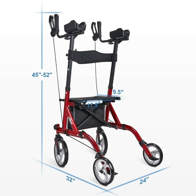 Zler Upright Walker, Tall Walker with 10” Front Wheels Stand Up Folding