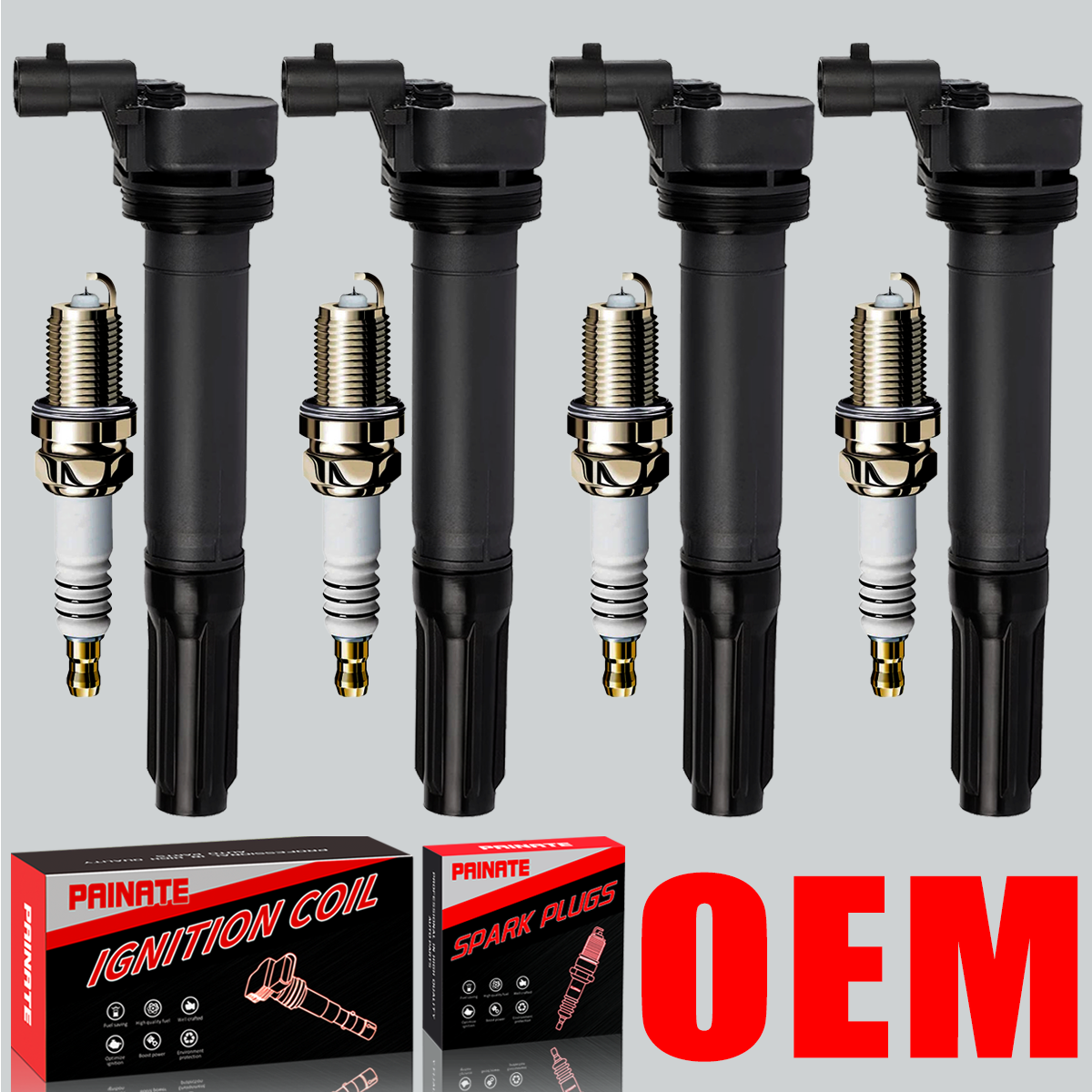 Brand 4X OEM Ignition Coil & Iridium Spark Plug For 2012-2017 Fiat 500 1.4 UF649