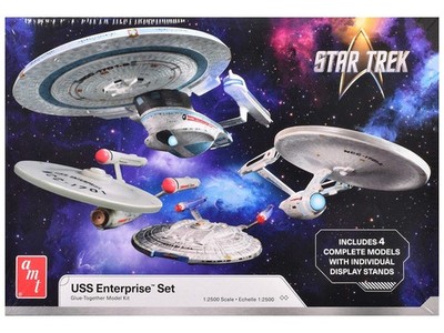 Skill 2 Model Kit U.S.S. Enterprise Four Ship Set ''Star Trek'' 1/2500 Scale Model