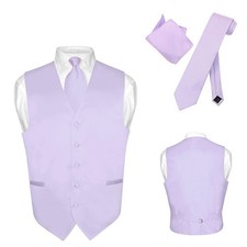 Men's Dress Vest NeckTie Hanky LAVENDER PUPRLE Neck Tie Set for Suit or Tuxedo