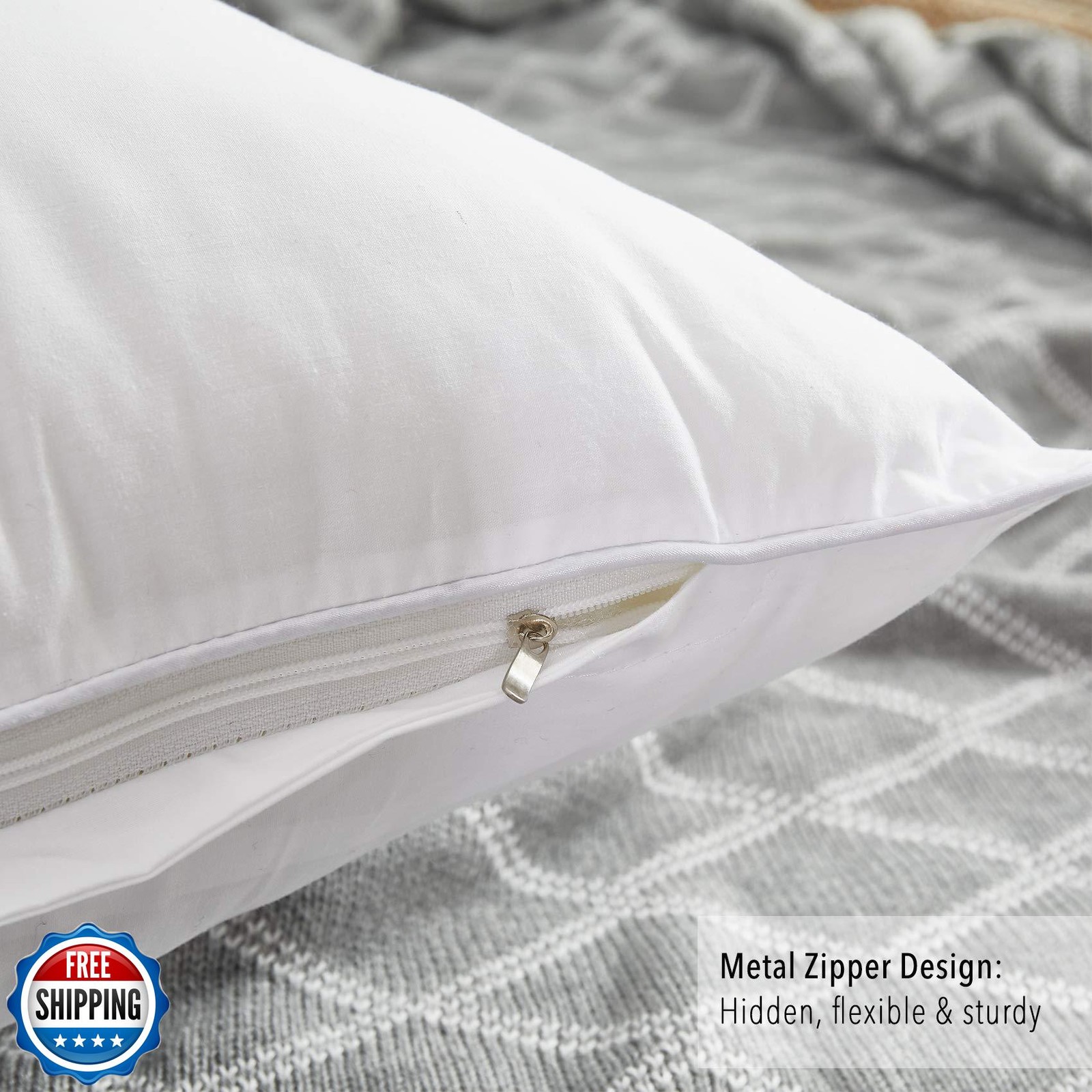 Oubonun 22 x 22 Throw Pillow Inserts (Set of 2) with 100% Cotton 