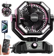 Camping Fan with Dual Motor, Battery Operated Fan with 4 LED La