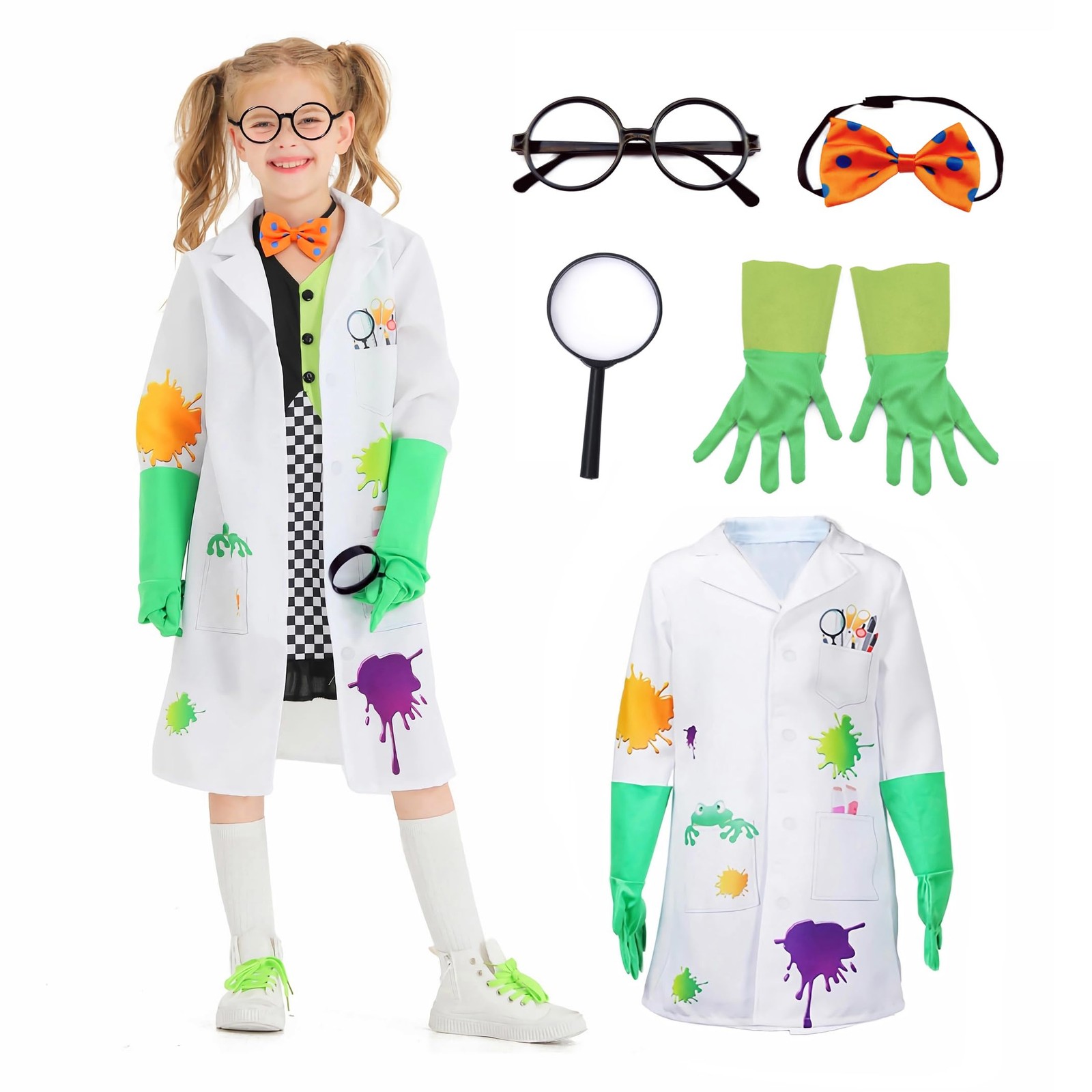 Costume de scientifique fou complet pour créer un déguisement rapide et pas cher