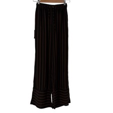 Faithfull the Brand Havana Striped Wide Leg Palazzo Pants Size S Espresso Black