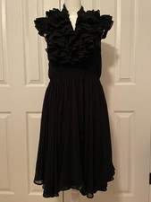 Double Zero Black Ruffled Chiffon Dress Size large Good Condition