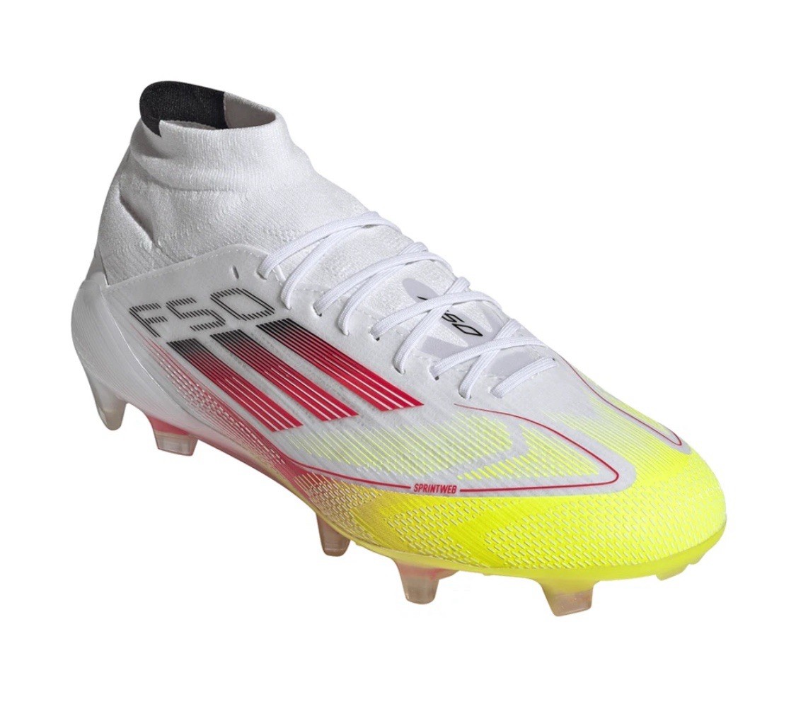 Adidas Adizero F50 Elite Mid FG White Red Soccer Cleats IE1457