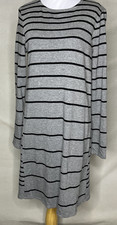 J Jill Dress Gray Knit Stripe Pockets Cotton Modal Soft Women Size Small Sweater