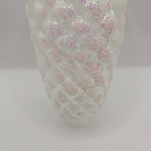 Clear Blown Glass Sparkly Glittered Large Pinecone Christmas Ornament Decor - Picture 3 of 15