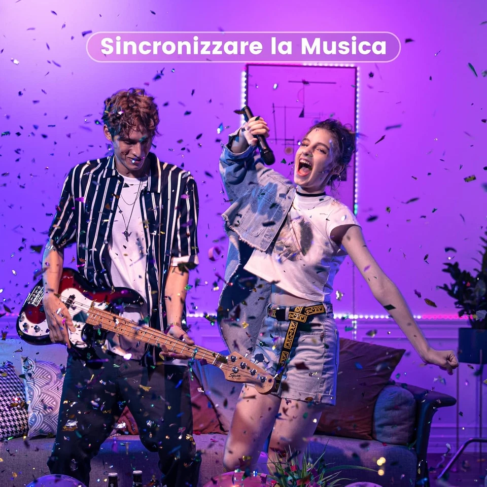 Striscia LED 5 Metri (30 Leds/M), Luci LED 5050 RGB per Camera, Con Telecomando - Immagine 3 di 4