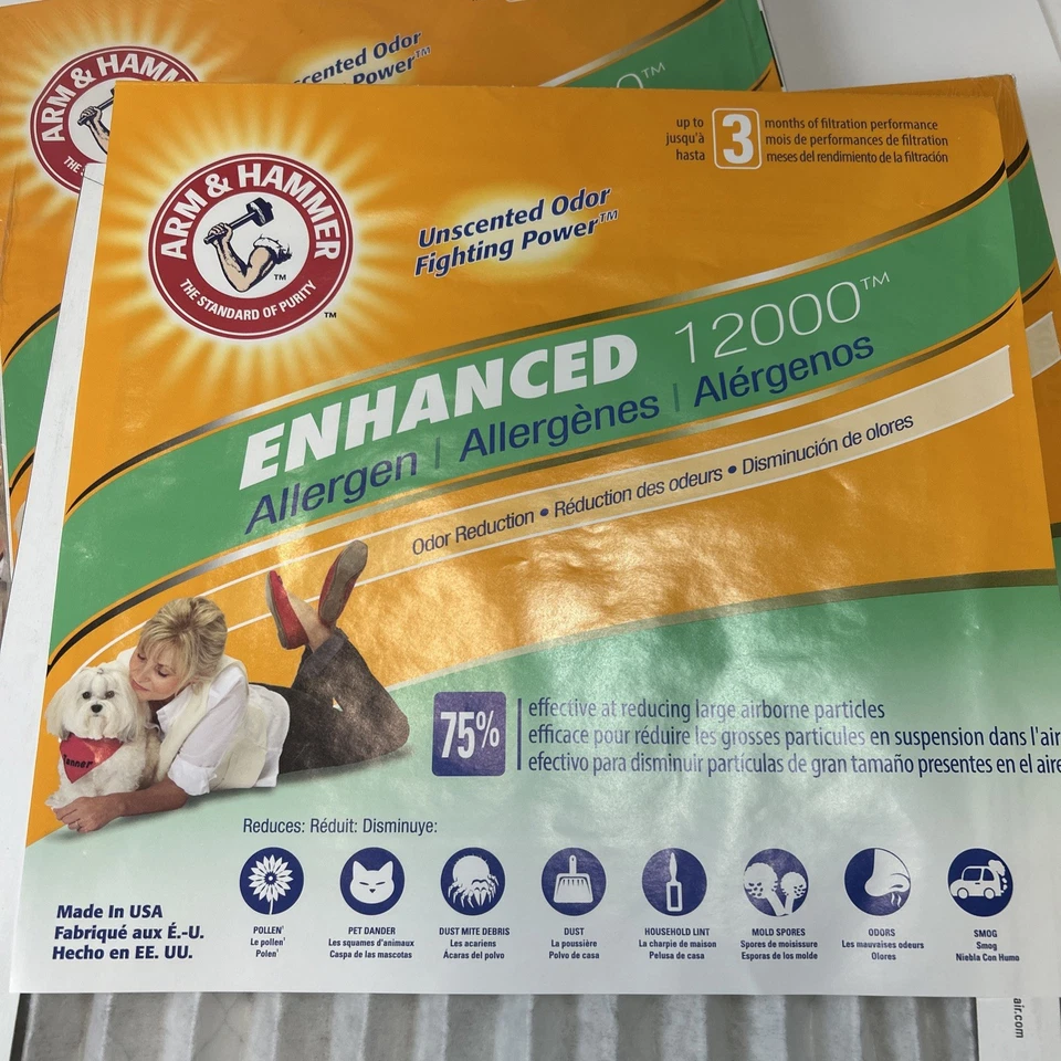 Lote de 6 filtros de aire mejorados para mascotas de brazo y martillo 12000 MERV 11 5 sellados 1 sin envolver Foto 3 de 4