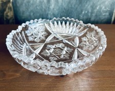 American Brilliant Period Cut Glass Crystal Bowl Sawtooth Rim 5.75" 1920s