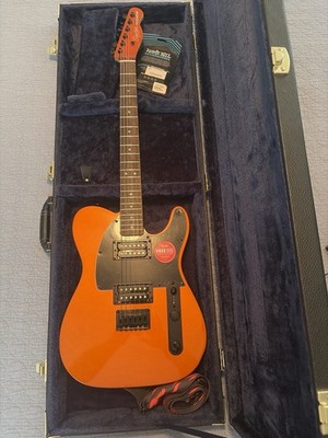 Squier by Fender Electric Guitar - Orange, Solid Body, 6 String, Hard Case