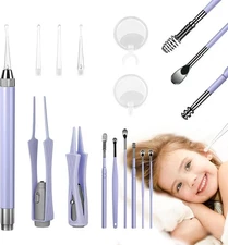 15 Pack Ear Wax Removal Tool Kit with Light - LED Cleaning Kit, Purple 