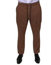 Dolce & Gabbana Brown Stripes Skinny Men Dress Men's Pants Authentic