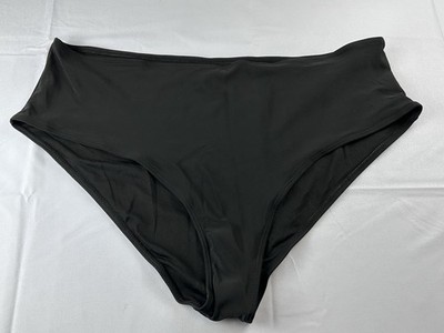 Black High-Waist Bikini Bottoms 4XL Minimalist Swim Modern Sleek New