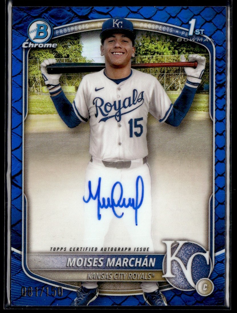 2025 Bowman Chrome 1st blue Reptillian Moises Marchan Auto /150 Kansas City