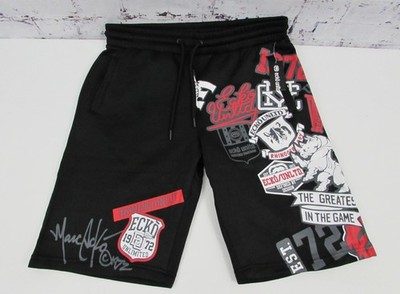 Ecko Unltd. Mens Bottoms Drawstring Black Polyester Fleece Graphic Shorts L NWT.