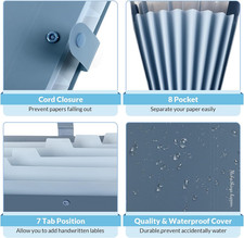 Expanding File Organizer with 8 Pockets, Accordion File Folders with Labels, ...