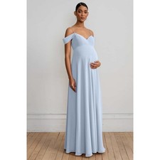 NWT Jenny Yoo Priya Maternity Dress Whisper Blue Luxe Chiffon Sz 10 Bridesmaid