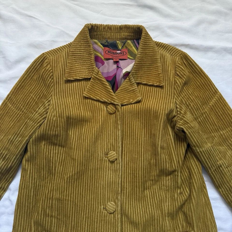 Chaqueta de pana Missoni For Target para mujer M gabardina mostaza hipster boho Foto 4 de 4