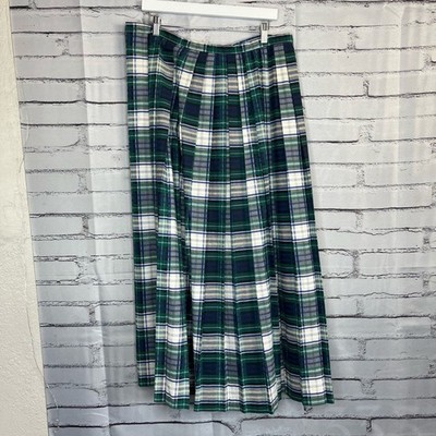 Vintage 1950s Jonathan Logan White & Green Plaid Maxi Skirt 6 CottageCore Preppy