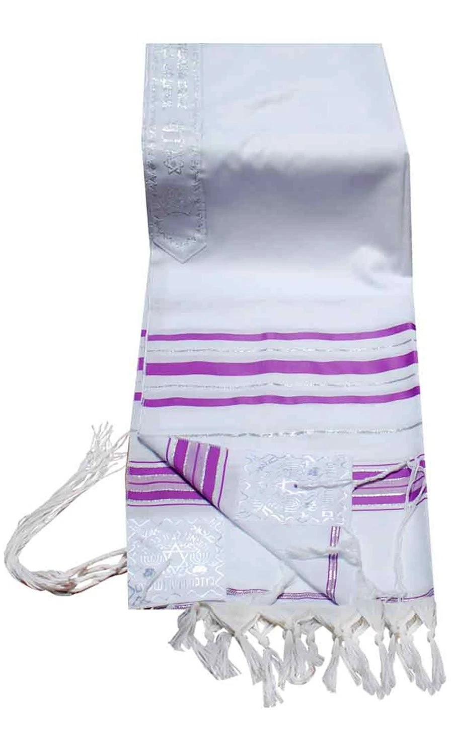 شال من الصوف بتقليد الأكريليك - خطوط LAVENDER و SILVER - 72x18"