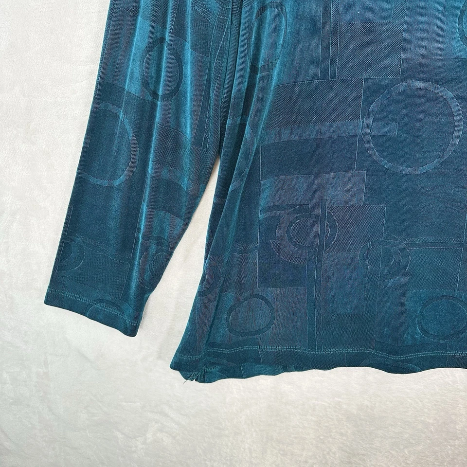 Top vintage Citiknits para mujer 1X túnica azul de gran tamaño elástico arte tejido ajustado Foto 4 de 4