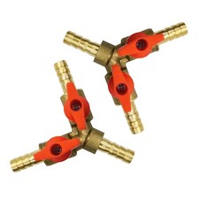 2 Pcs 3/8 Inch Hose Barb 3 Way Shut Off Ball Valve 2 Switch For 10mm ID Hose