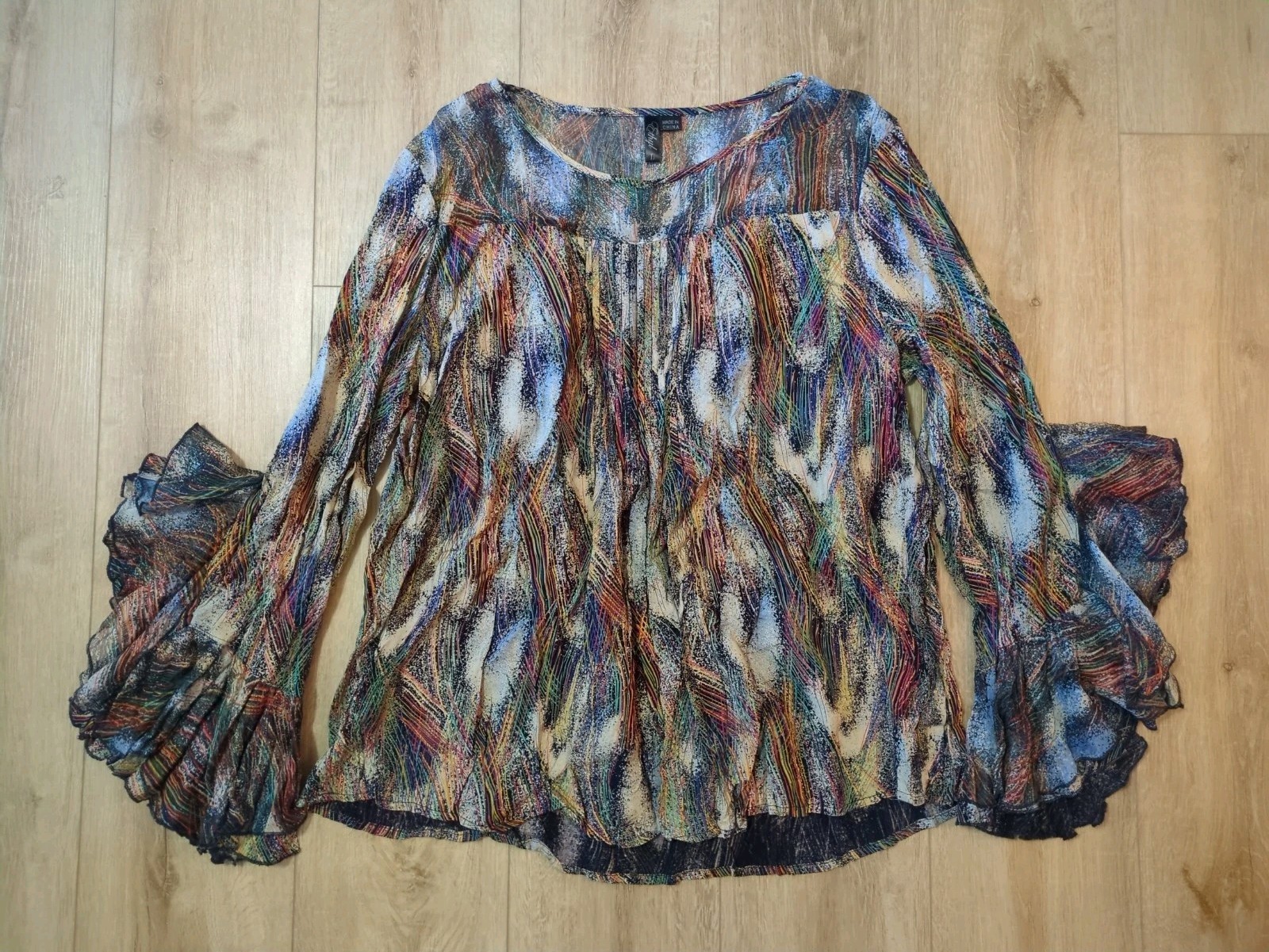 Dramatic Hippy Boho Pleated Front Mesh Collar But… - image 2