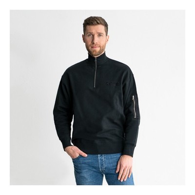 STIER Oversized Zip Sweater Functional Pocket organic cotton XXL Black