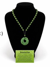 Aventurine Green Amulet Pendant Necklace Pagan Norse with gift bag and card