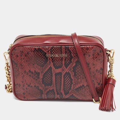 Michael Kors Kameratasche Jet Set Quaste rot Python geprägt und Leder