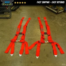 NEW SLASHER OFFROAD 4-POINT RED RACE HARNESS 3" SEAT BELT OFF ROAD UTV RZR