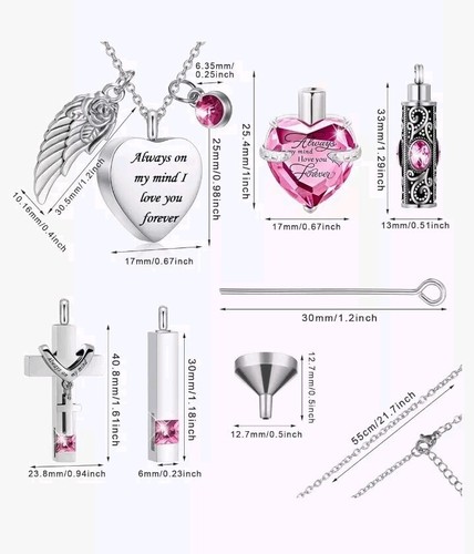 Heart Urn Pendant Necklaces for Ashes of Loved One Cremation Jewelry for Ashes - Picture 2 of 6
