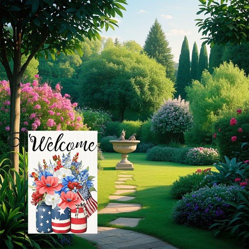 4th of July Decorations Patriotic Flowers Memorial Day Garden Yard Flag 12"x18" - Picture 9 of 12