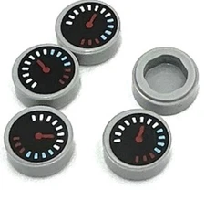 Lego 5 New Light Bluish Gray Tiles Round 1 x 1 w/ Black Gauge Red Pointer Parts