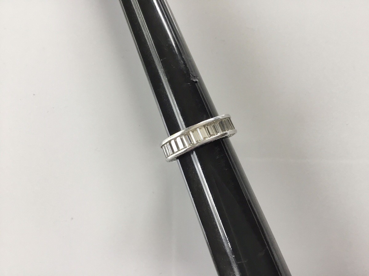 PAJ Baguette Eternity Band Ring CZ Sterling Silver Size Unique